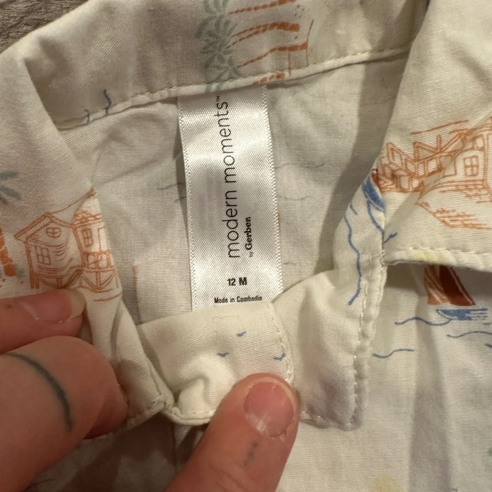 Baby Boy Printed Bodysuit Set - White and Brown